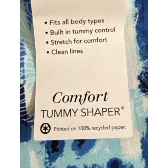 Northern Reflections Capri Pants Tummy Shaper Blue Floral Wm M Beach Resort New - Picture 6 of 11